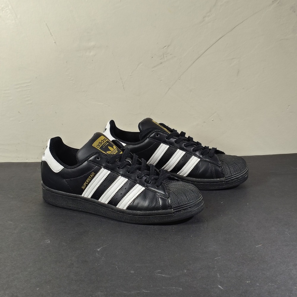 Adidas Superstar Juniors Size 7 Black Leather EF5398 Classic Shell Toe Sneaker